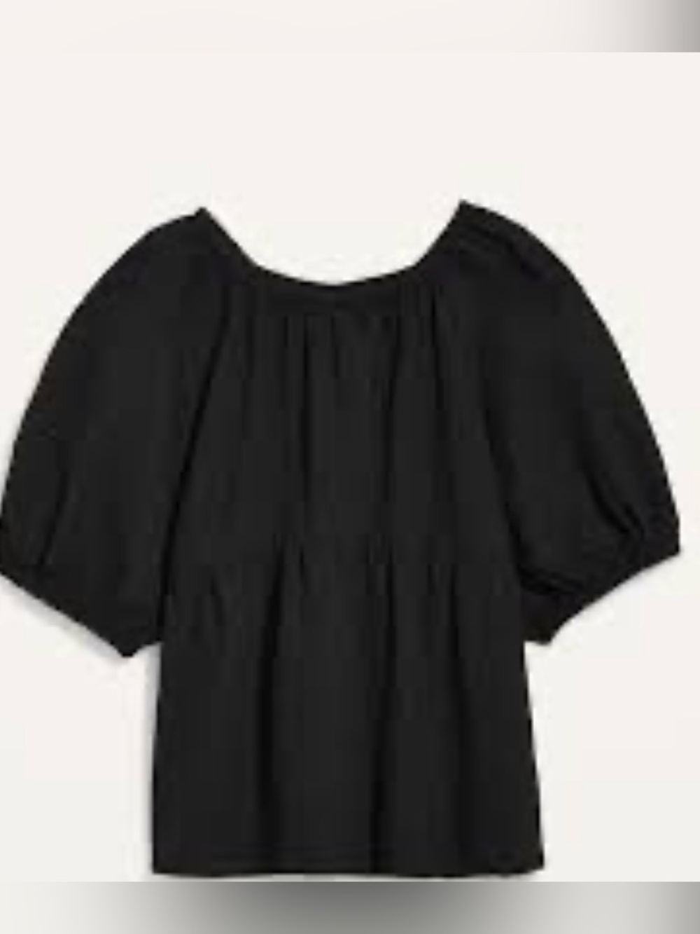 Old Navy Puff-Sleeve Seersucker Babydoll Swing Blouse BLACK - Medium